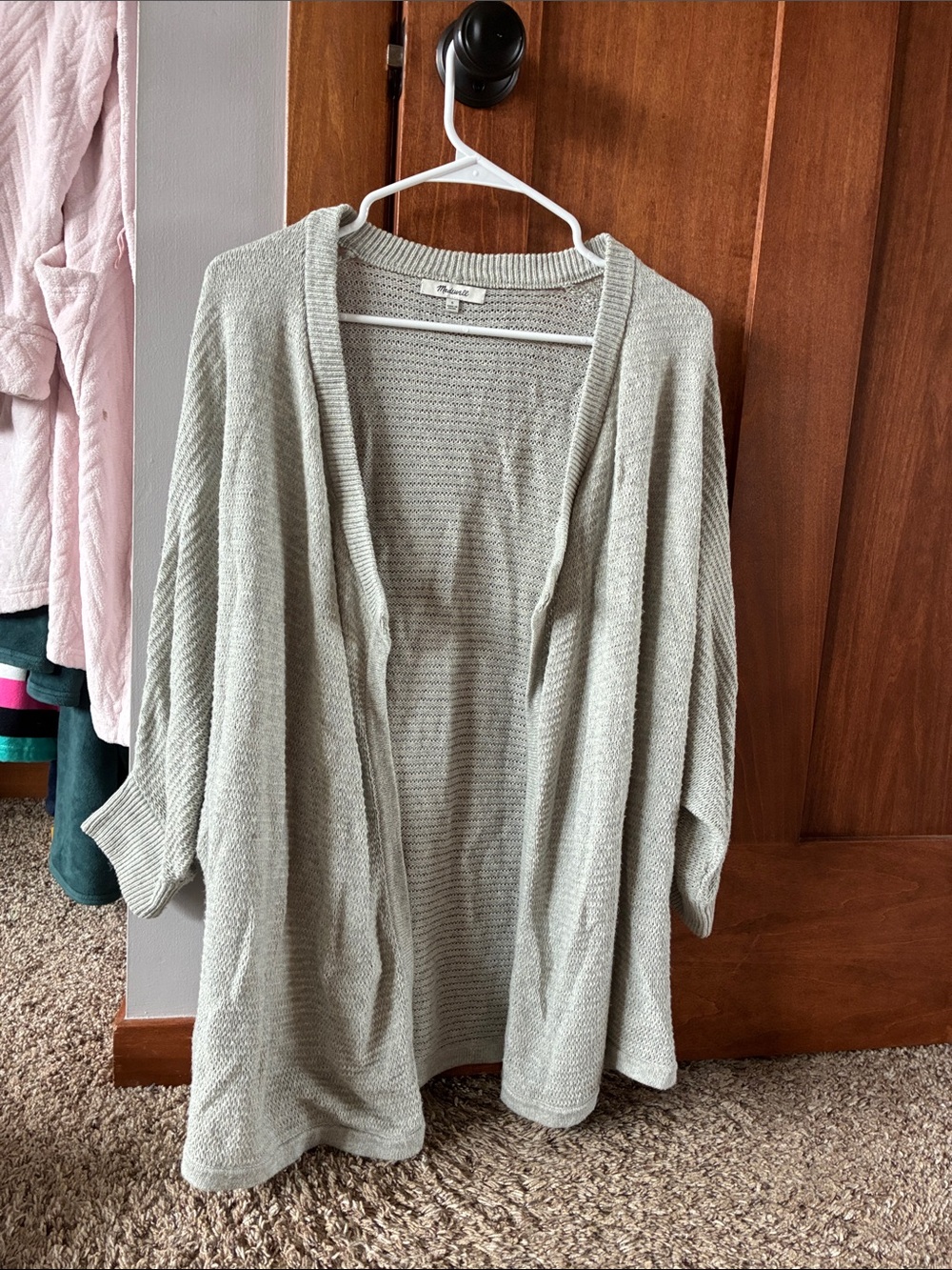 Madewell Sage Green Open-Front Knit Cardigan